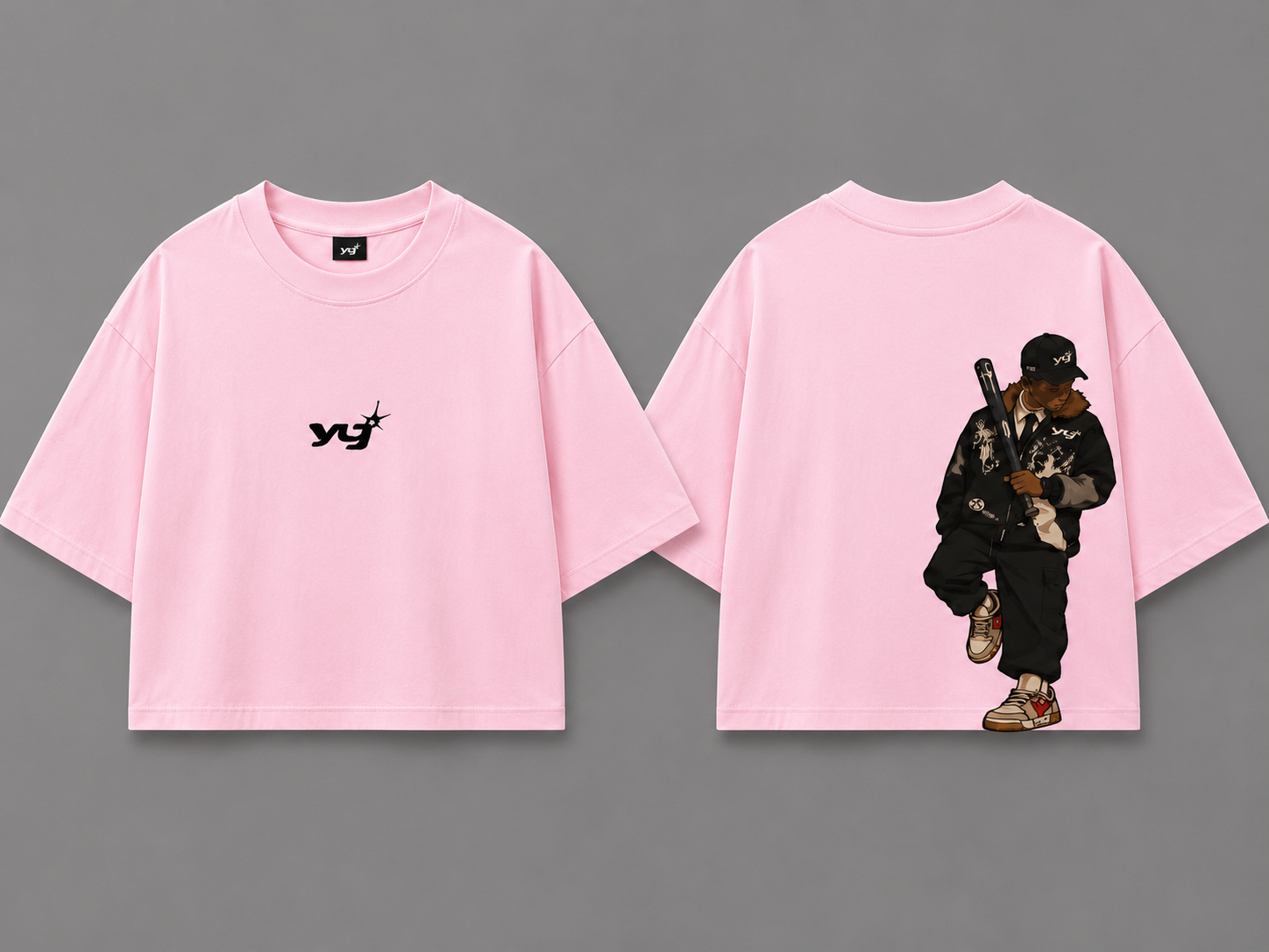 Bat Graphic Crop Tee (Pink)